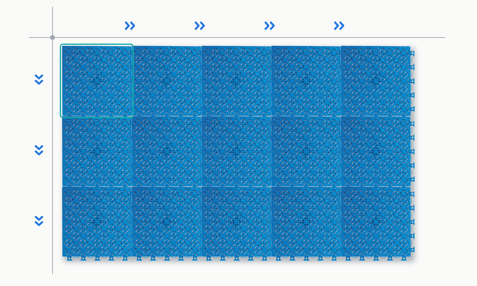 Numbered modular court tile installation sequence