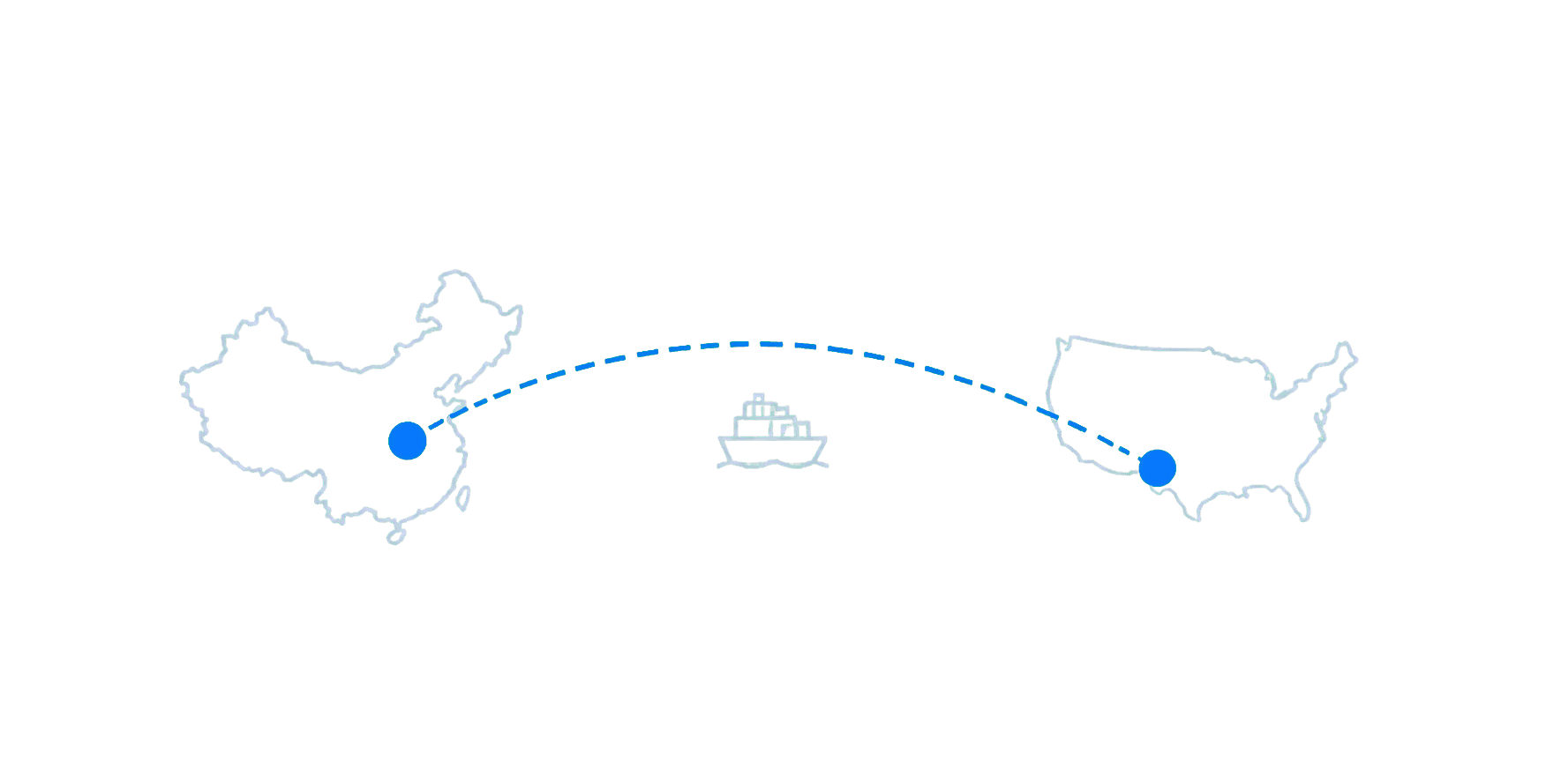 Delivery route from China to the United States